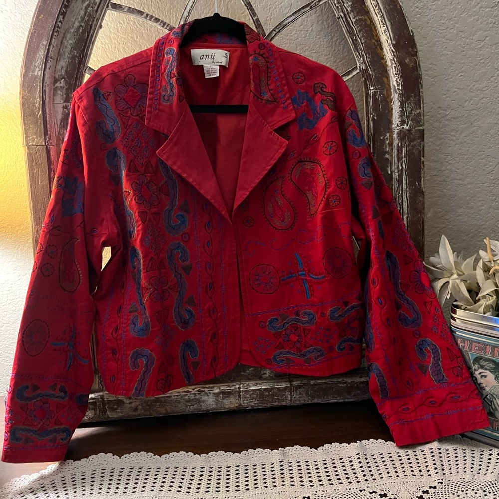 Anu  By Natural Red Blazer ,100 Percent Cotton, Made  In India, Size Ext…